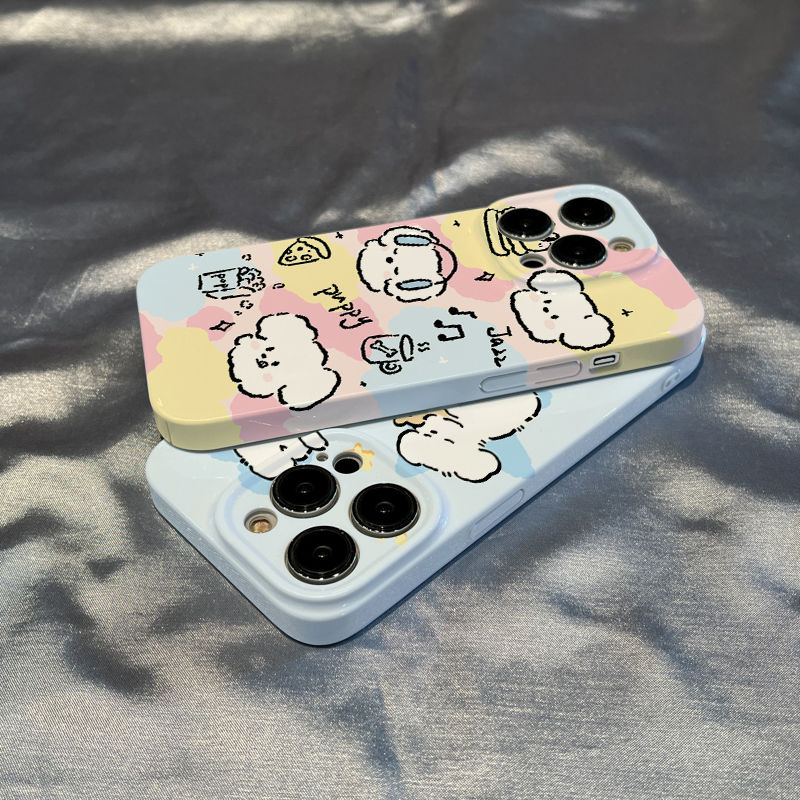 线条小狗苹果14promax手机壳菲林全包iPhone13/12防摔简约壳78p/x