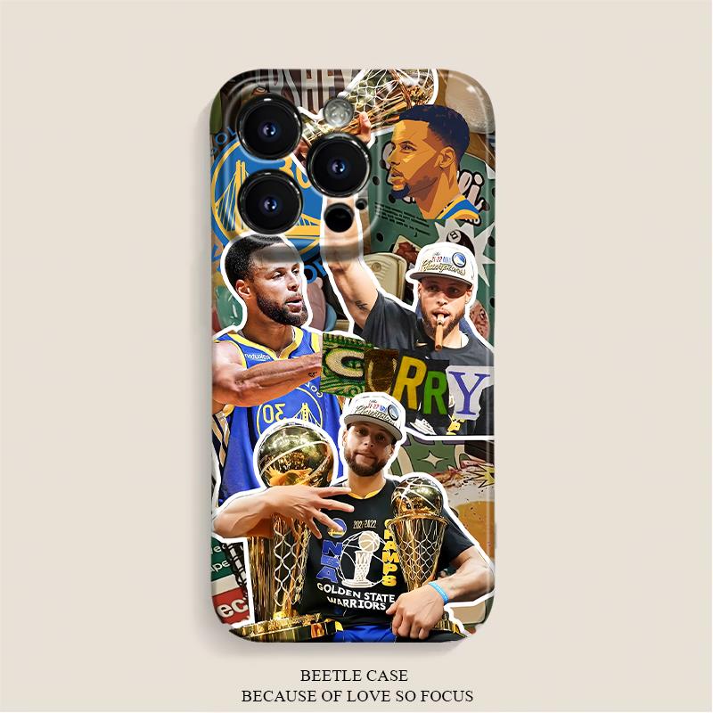 适用苹果14华为vivo小米NBA库里拼贴精孔全包菲林硬壳手机壳BJ手