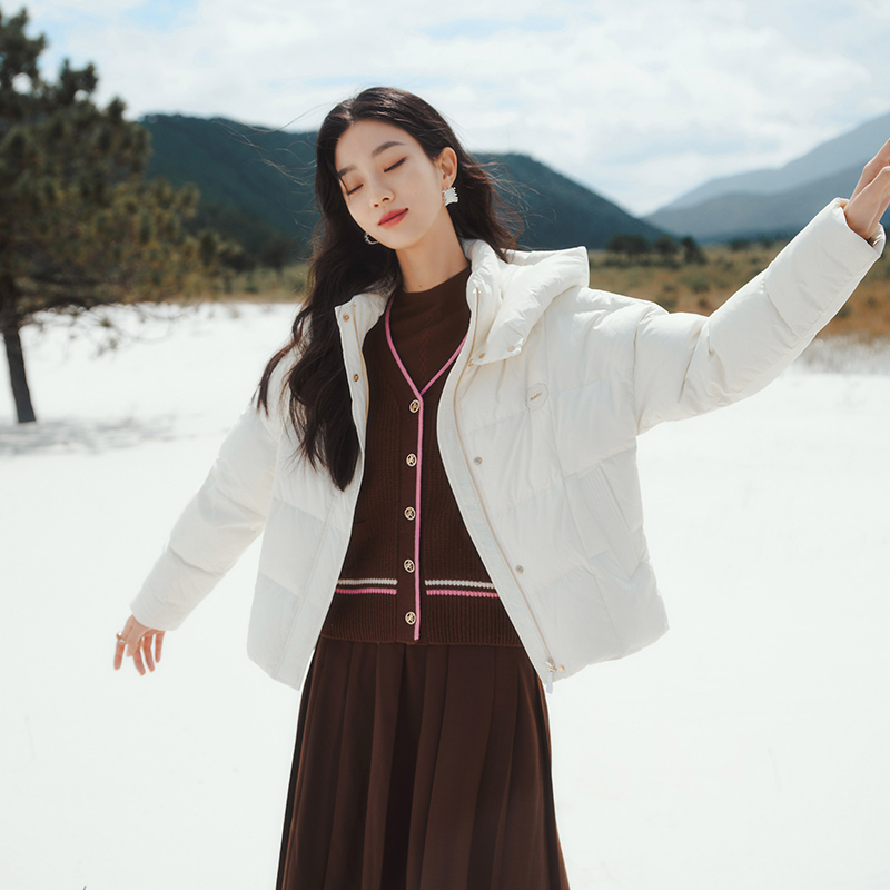 珂莱蒂尔【C】【中国好羽绒】大朵白鹅绒气质羽绒服KR00960V1