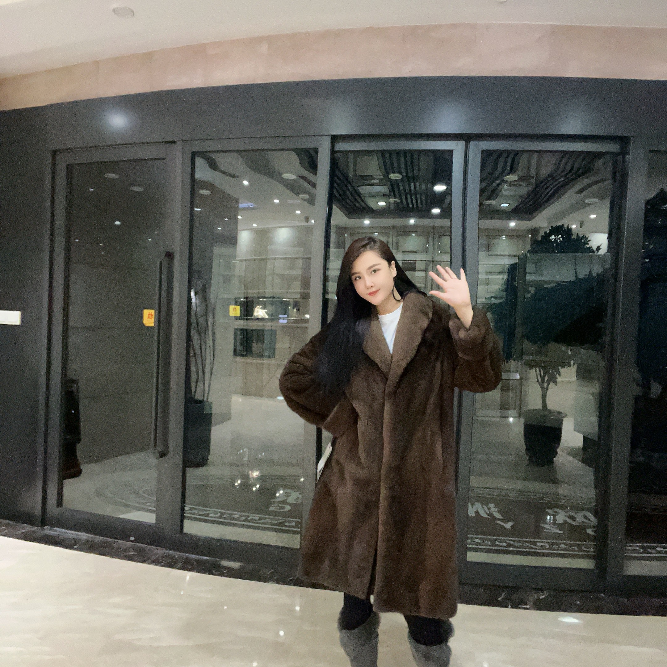 【OZYX】7300 时尚咖啡长款大衣外套