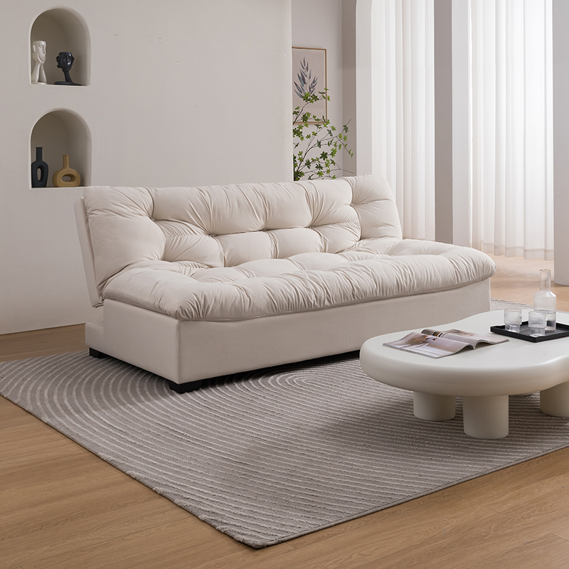 客厅北欧沙发床三人位白色云朵沙布艺沙发极简双人落地意式落地