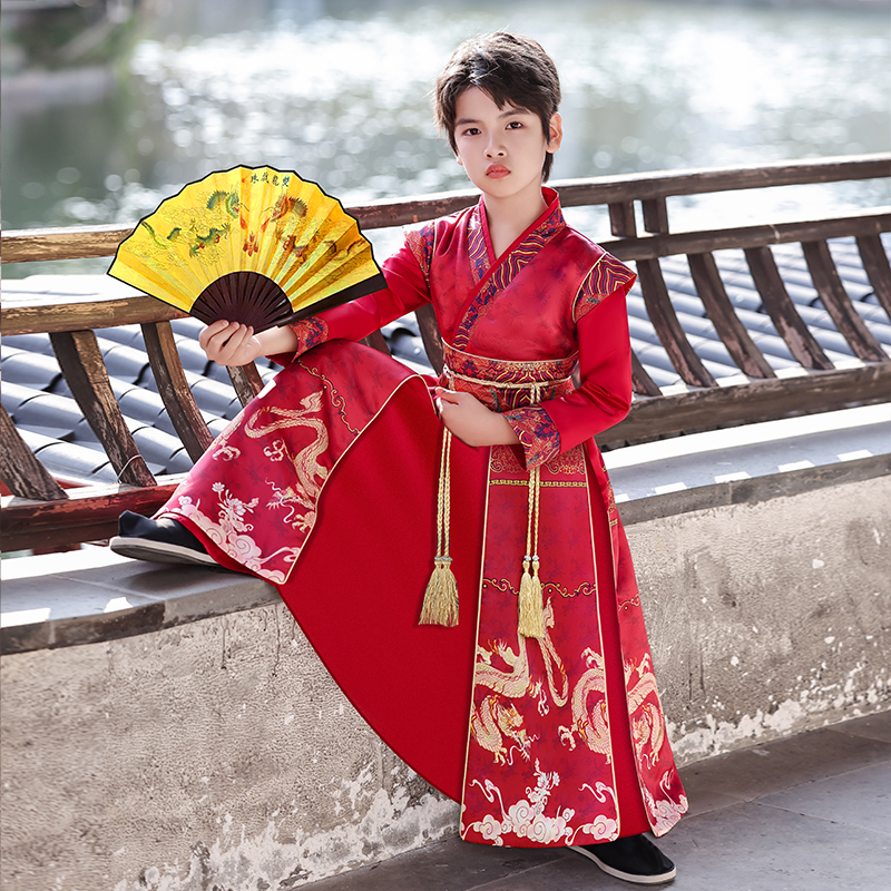 男童汉服春款儿童古风唐装小少爷新中式国风古装表演服春装演出服