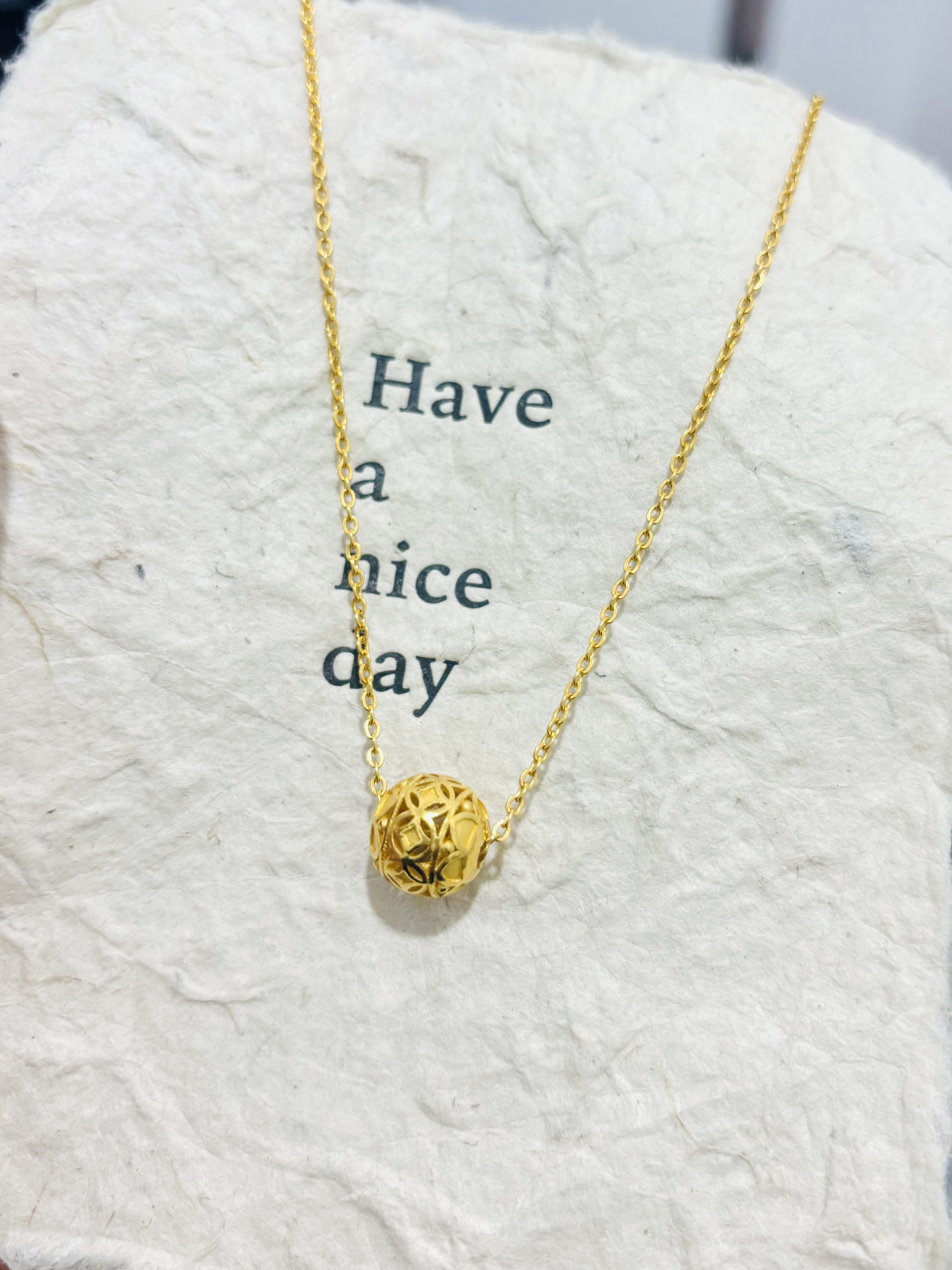 SUNFEEL/赛菲尔足金花丝镂空转运珠套链简约大气礼物