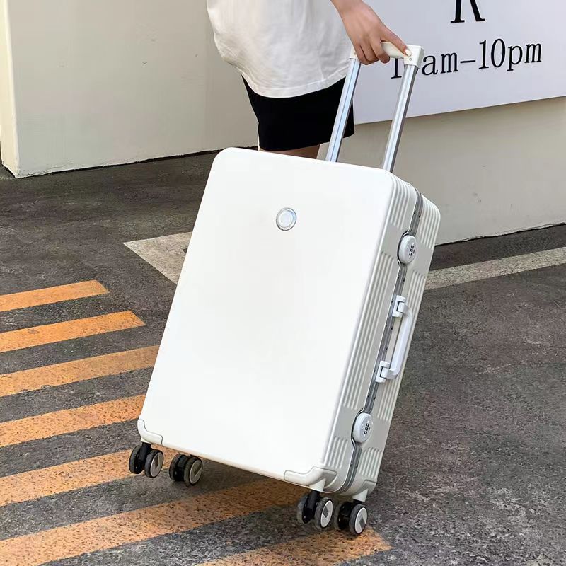 登机行李箱休闲网红白色百搭旅行箱加厚铝框轻便旅行行李箱拉杆箱
