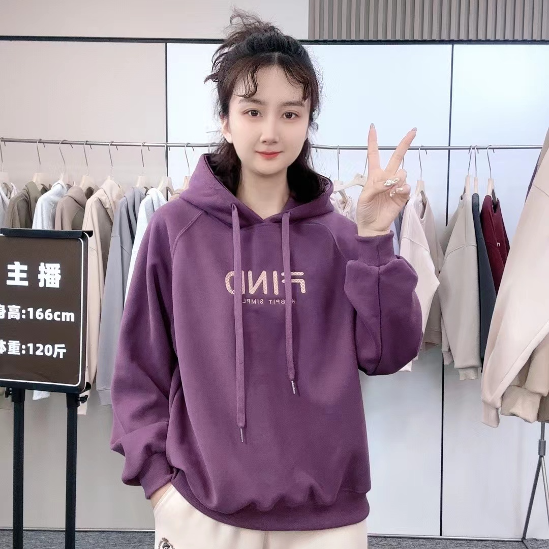 小桠家-2024年新款刺绣FIND连帽卫衣-休闲时尚百搭-KKPO-连帽卫衣