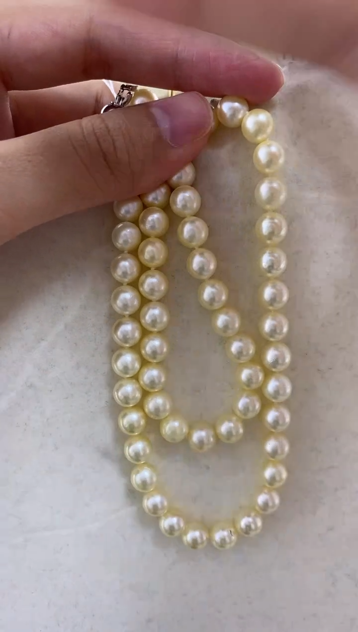 【闪购商品】海水珍珠项链未镶嵌羽黄金海水珍珠项链7-8mm
