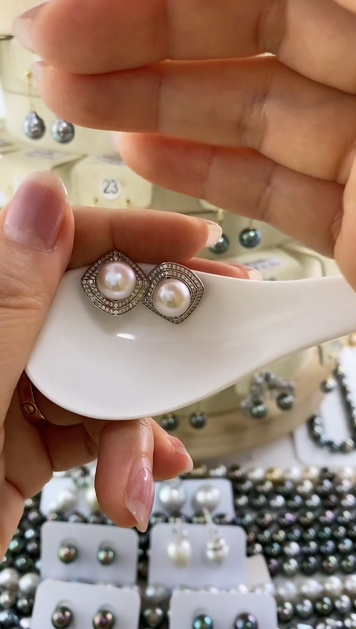 【闪购商品】淡水珍珠耳饰银S925镶嵌淡水