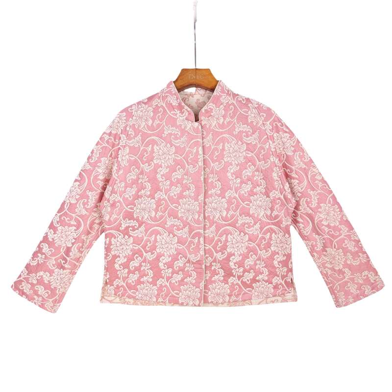 【锦书】桑蚕丝漳绒气质时尚宽松中式提花百搭长袖加厚上衣51921