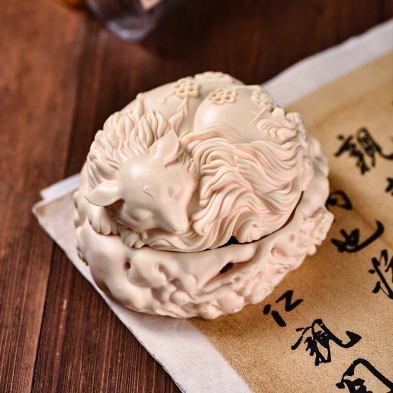 象牙果九尾狐盘香炉中式熏香手工熏香炉室内精致创意凤九篆香炉