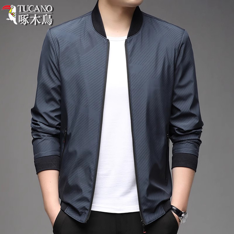 啄木鸟正品夹克男印花上衣休闲外套秋季薄款棒球服中年男士外套潮