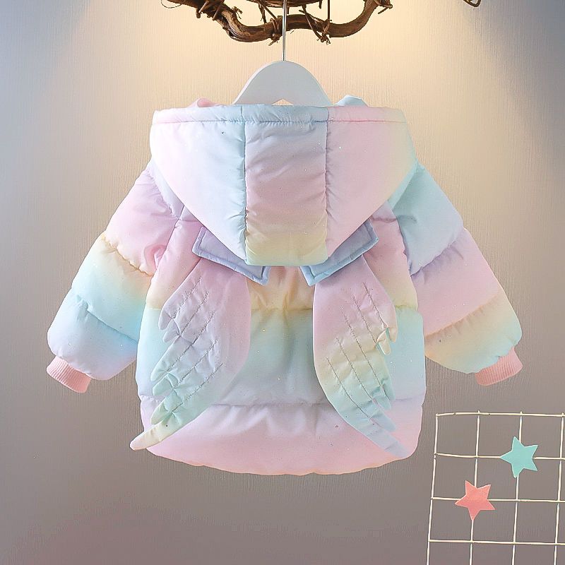 女宝宝棉衣冬装加厚外套小女孩公主加绒棉服婴幼儿童彩虹翅膀棉Hc