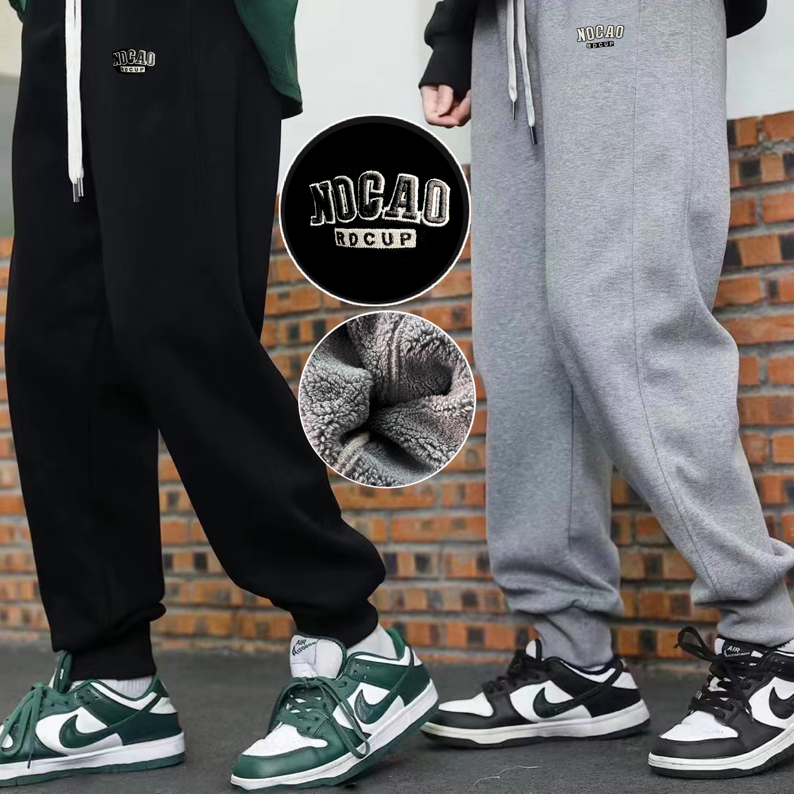 刺绣800克加绒加厚青少年中大童秋冬款潮酷大版休闲百搭卫裤-NO