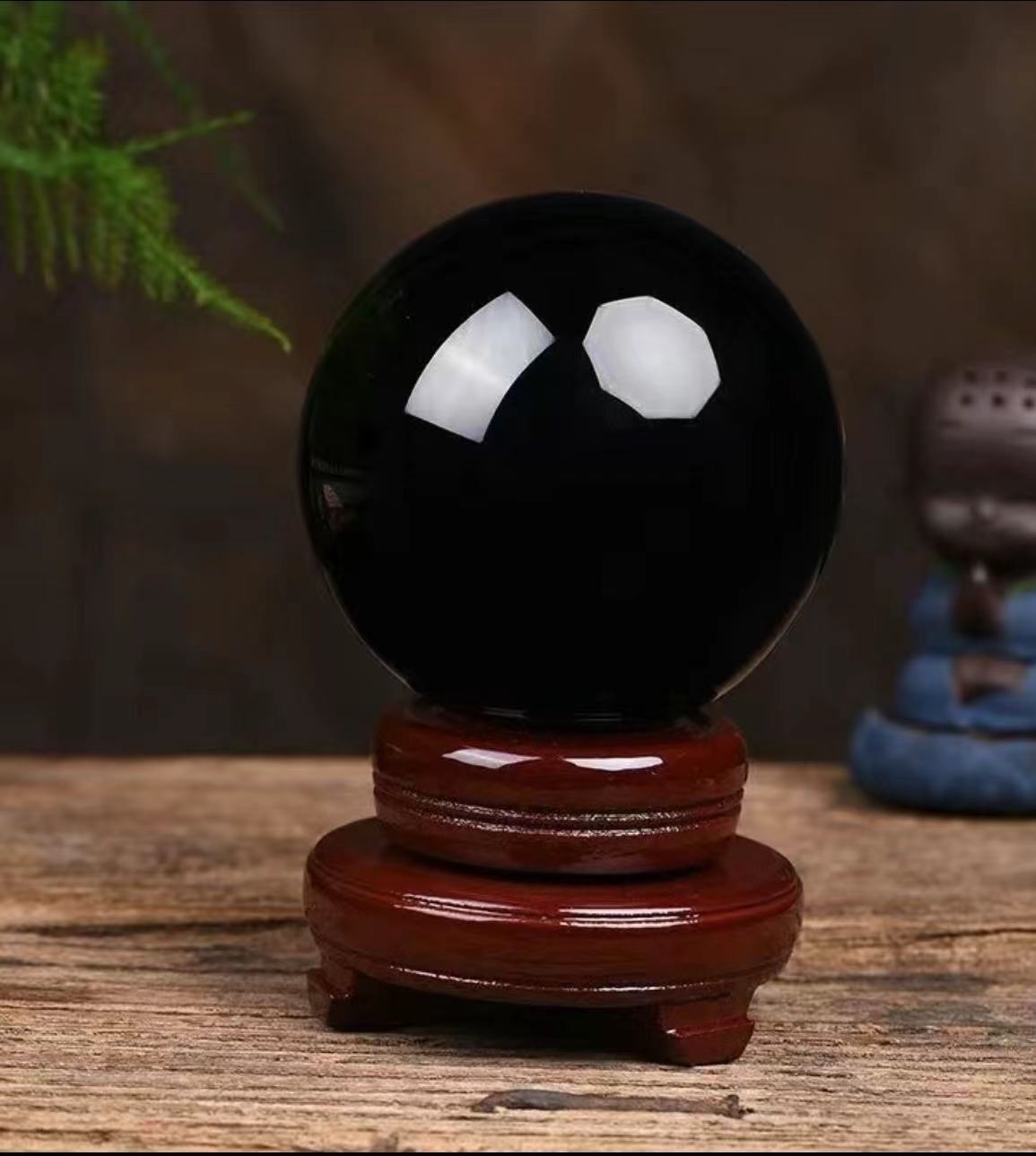 黑球家居装饰玄关办公摆件水晶球工艺品高档创意