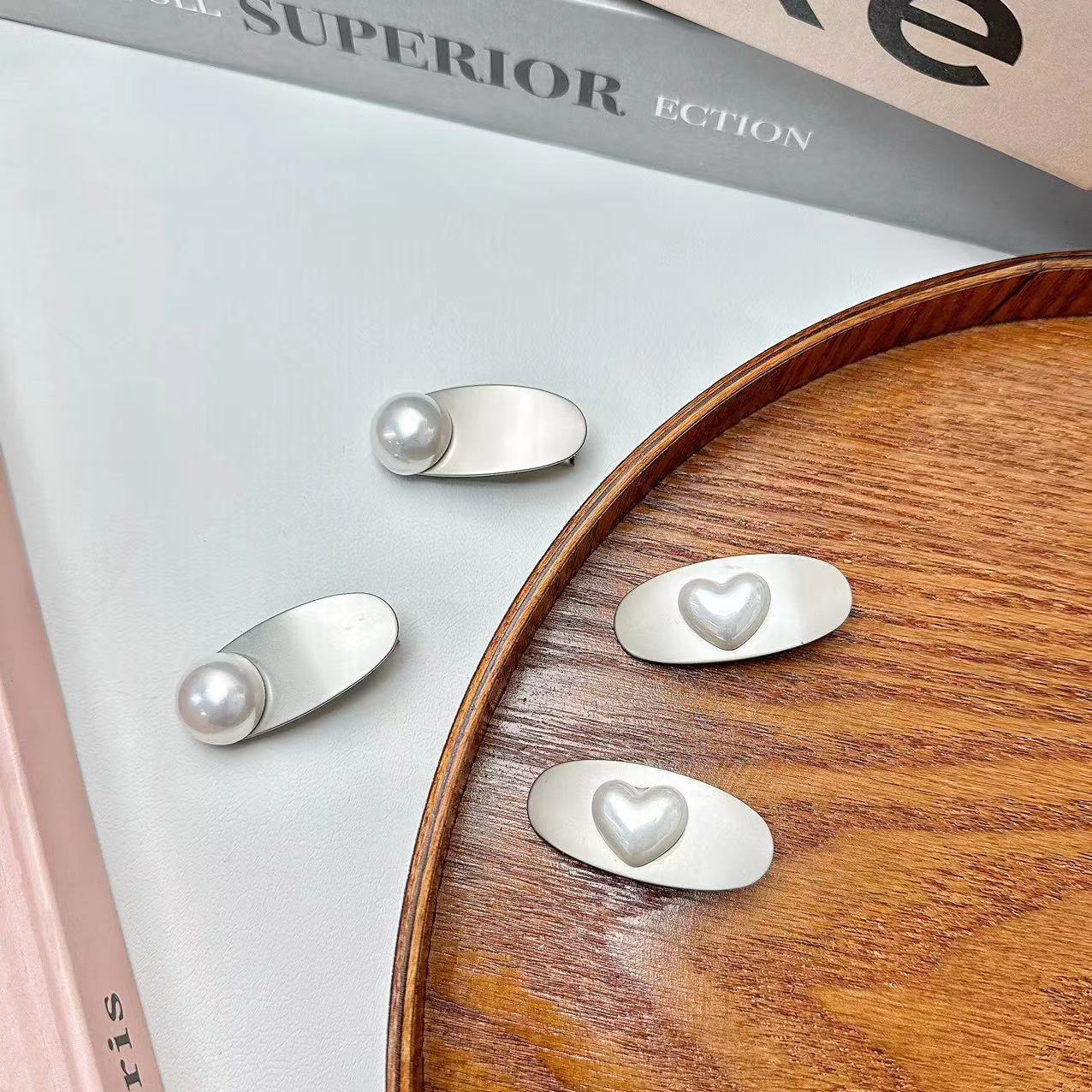 VAMER金属简约椭圆发夹女鸭嘴夹冷淡风侧边夹刘海小夹子网红发卡