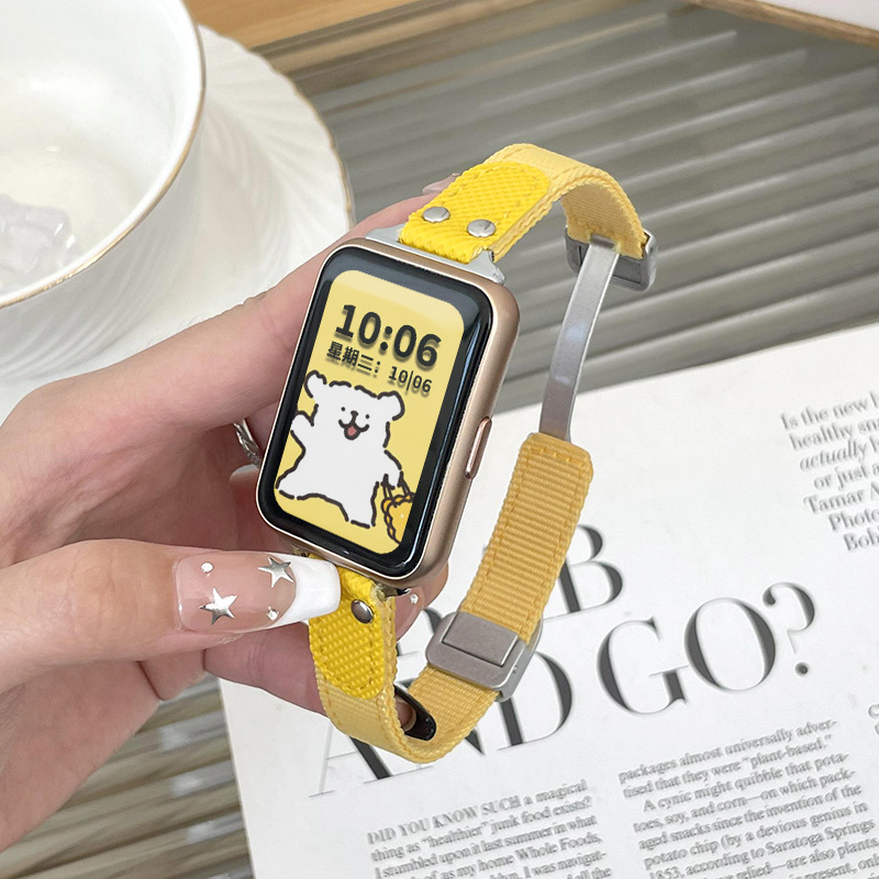 适用华为watchfit2表带帆布尼龙智能运动手表fit new折叠mini腕带