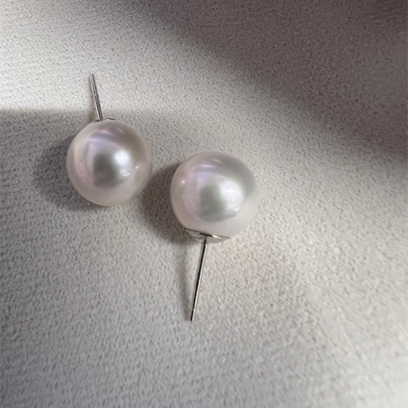 空姐素丁耳钉耳饰镶嵌珠宝正圆灯泡极光气质简约白色百搭珠珠白珠