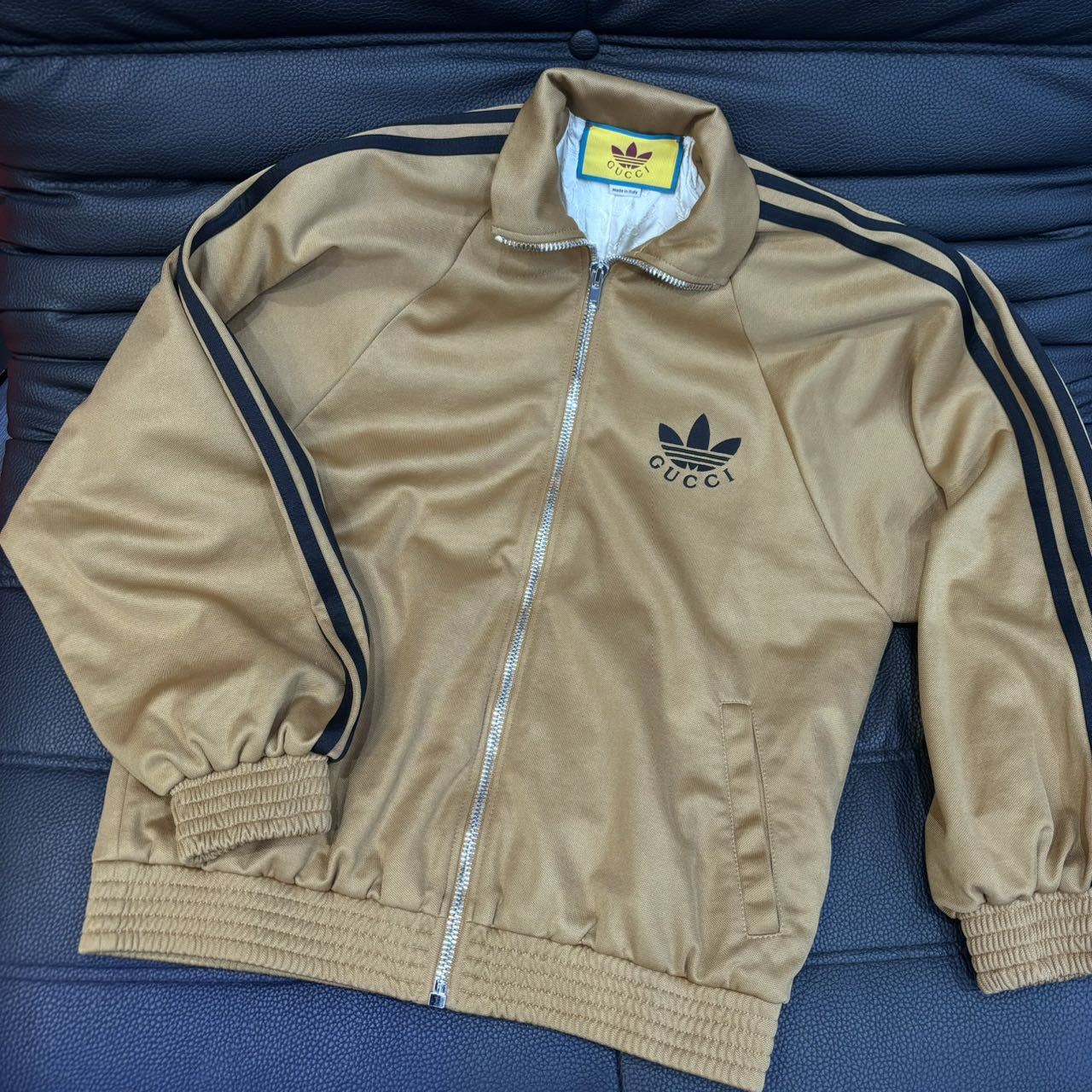 95新 GUCCI/古驰 Adidas古驰联名款 美拉德色系远动拉链外套xxs码