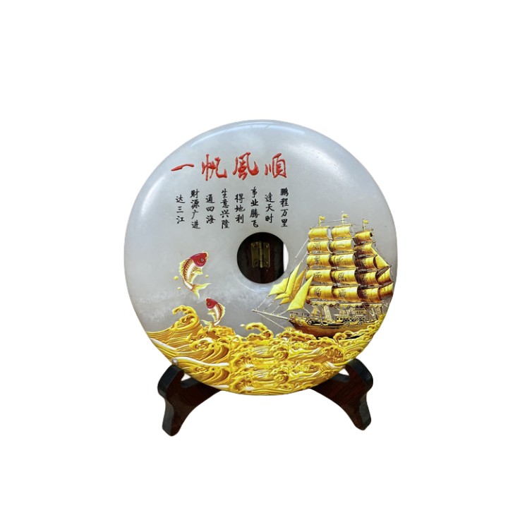 白冰印彩平安扣摆件家居办公室客厅玄关书房桌面博古架高档摆设