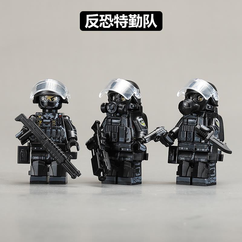 中国积木军事第三方人仔拼装特种兵反恐突击队益智拼装男孩子