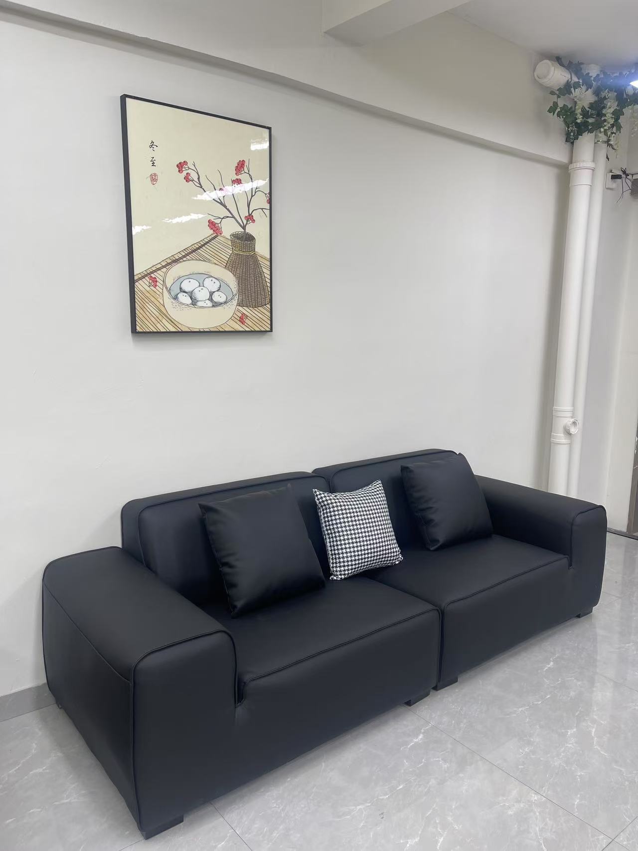 小黑牛真皮沙发现代轻奢现代简约别墅直排沙发头层真皮沙发客厅