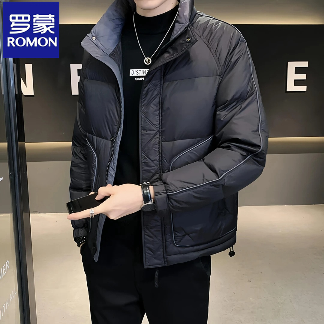 Romon/罗蒙秋冬季男士羽绒服外套抗寒服新款韩版休闲保暖翻领夹克