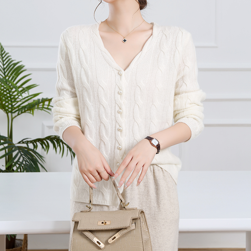 【100山羊绒】25年新款上 高奢品针织麻花开衫-35723