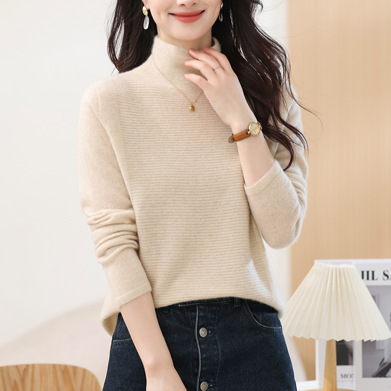 【100山羊绒】25年新款上 高奢品针织花型半高领-82031