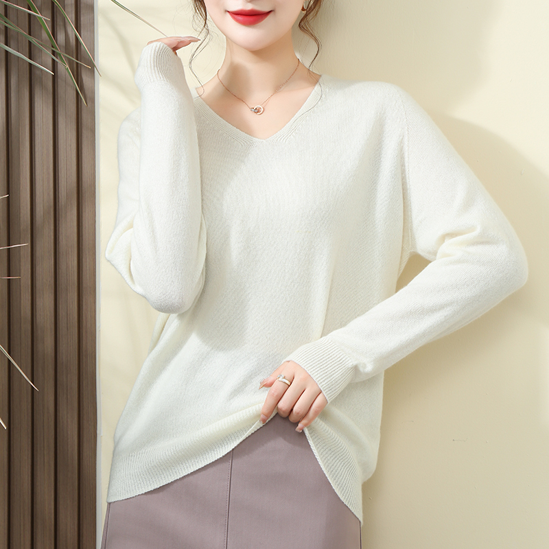 【100山羊绒】25年新款上 显瘦高奢品针织鸡心领-82047