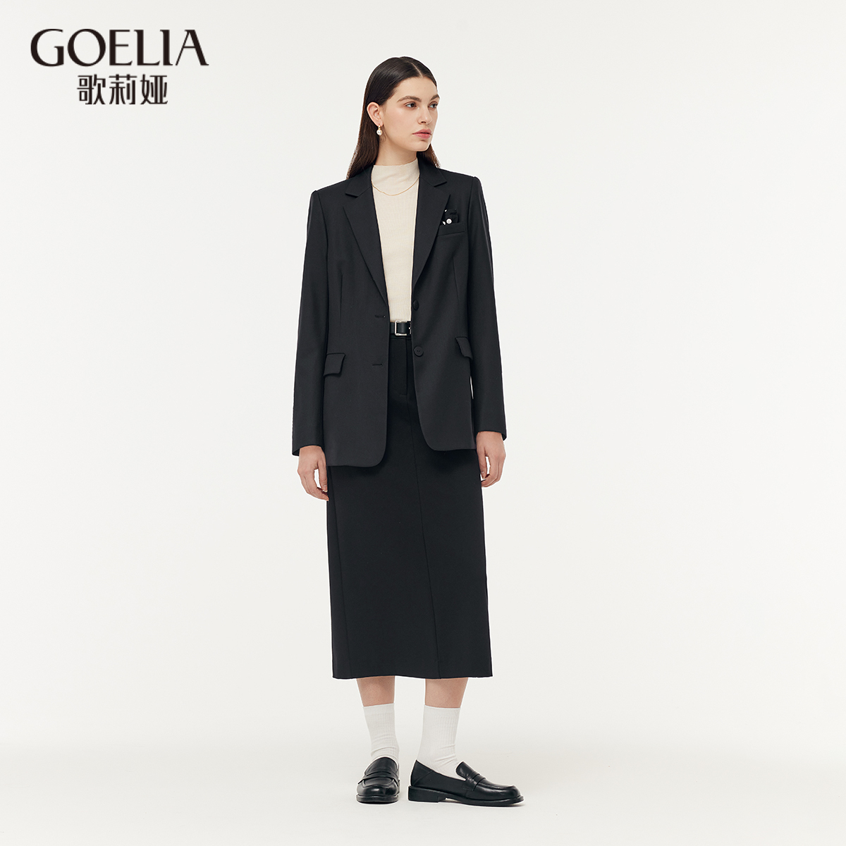 【商场同款新品】歌莉娅西装春季精纺绵羊毛正肩西装1E1L6M190