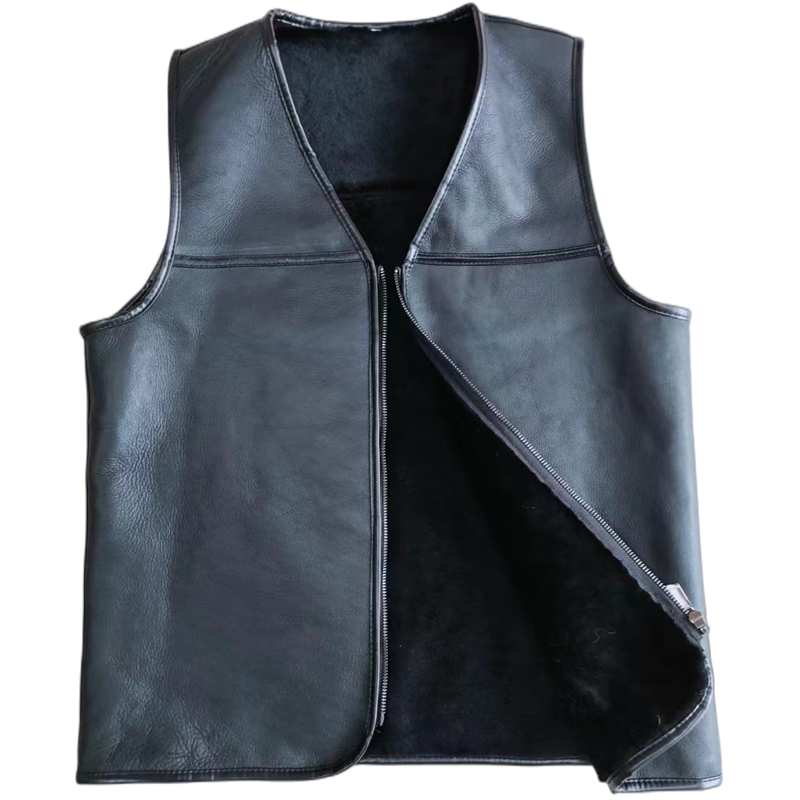 皮毛一体马甲中老年羊皮毛马甲防寒保暖外套宽松背心羊皮坎肩加厚