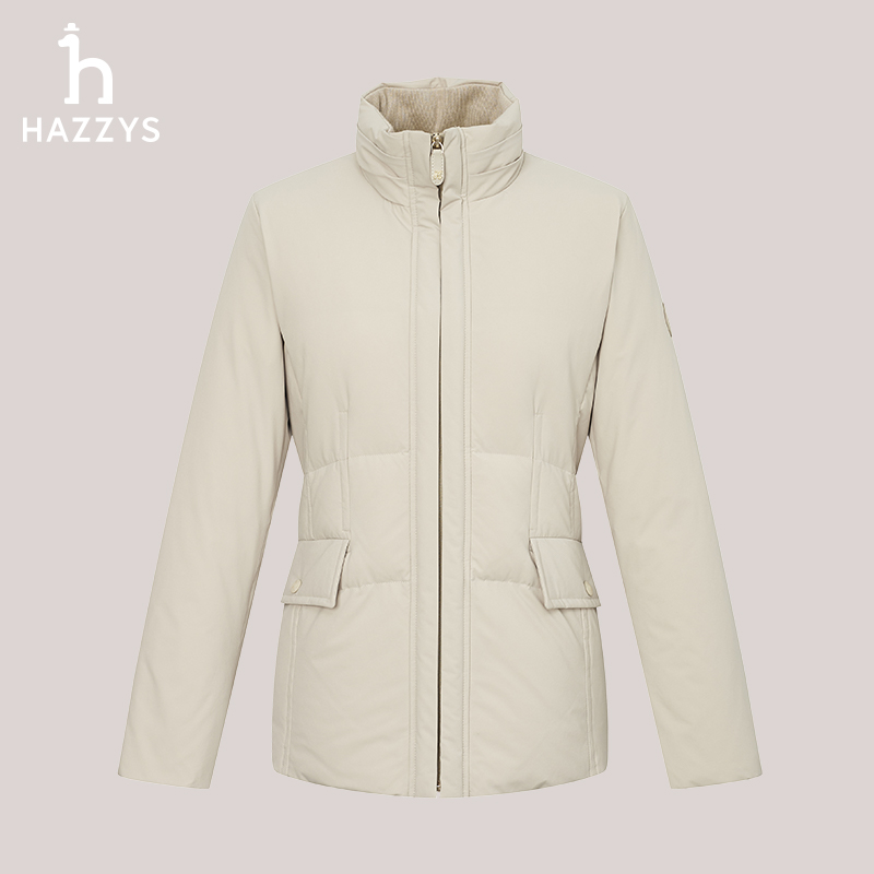 Hazzys哈吉斯女士冬季休闲立领收腰舒适羽绒服保暖外套通勤气质