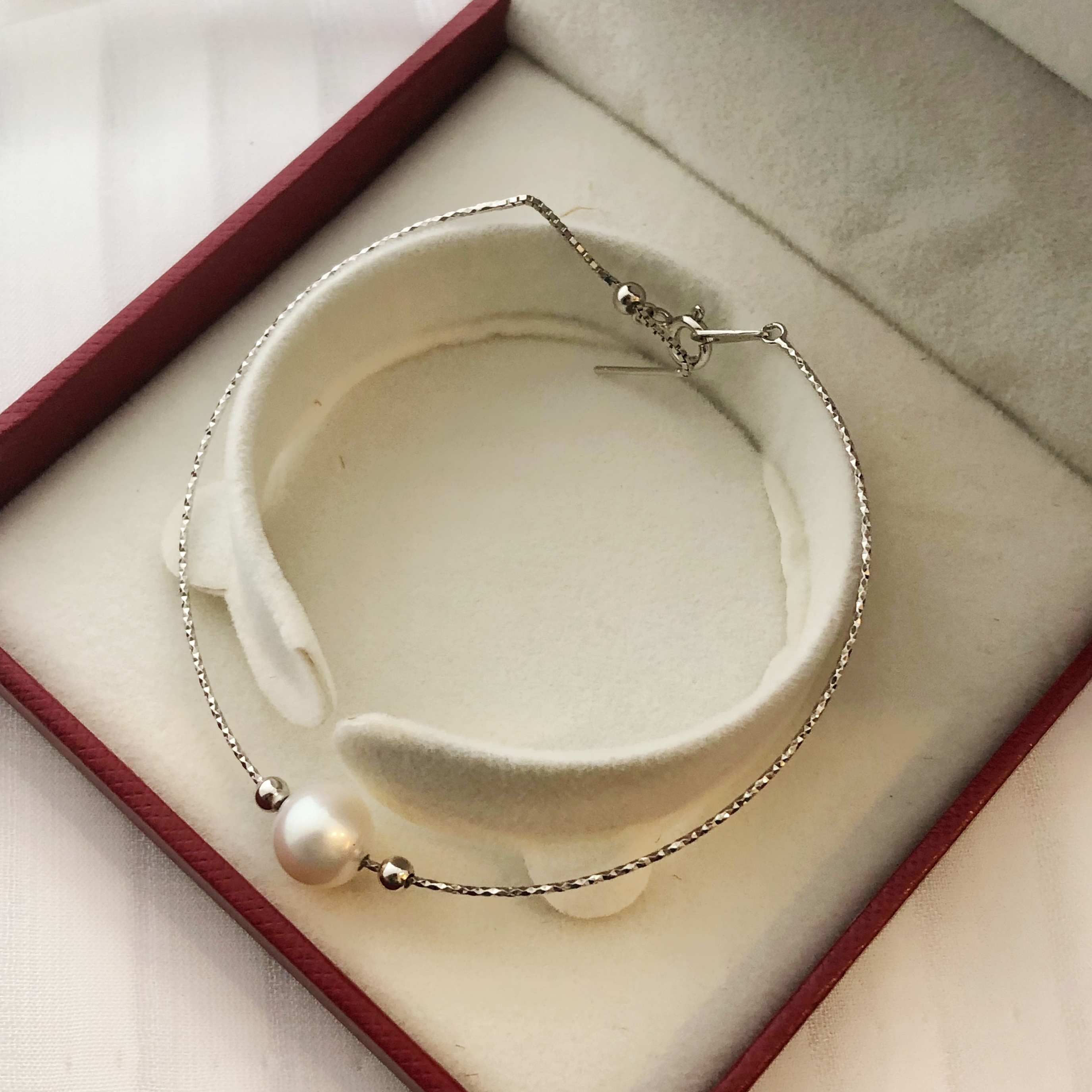 【你的kiwi仔】法式简约8-9mm单珠手环时尚百搭手链小众珍珠