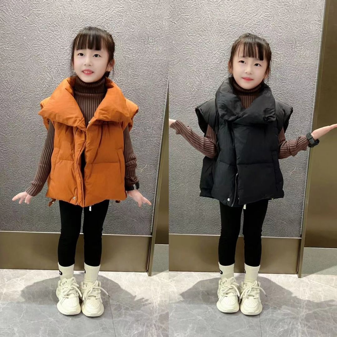 【亲子装】羽绒马甲儿童中大童母女秋冬季外穿母子款宽松洋气韩版