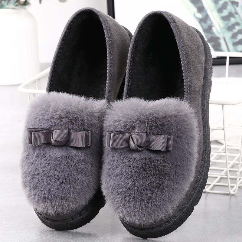 【小扬哥推荐】秋冬季保暖豆豆鞋女士棉鞋加绒韩版平底女鞋防滑