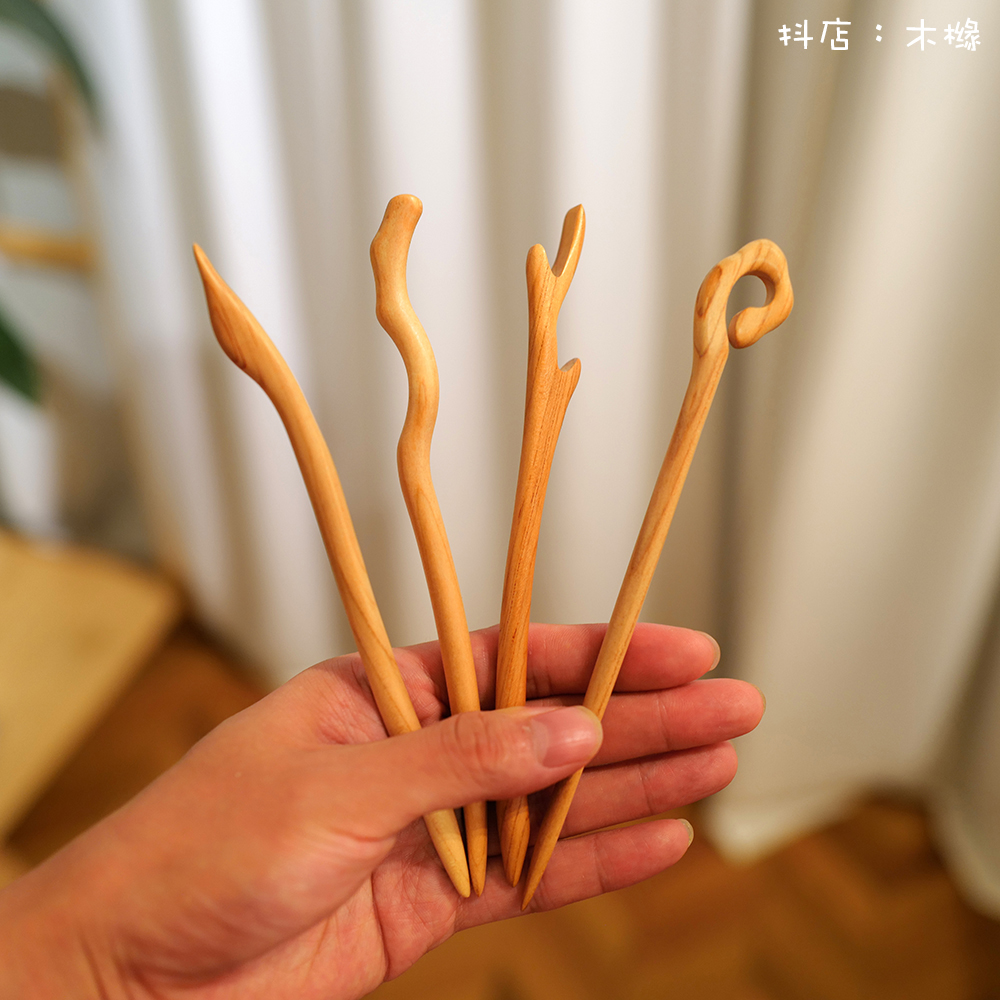 【桃木】发簪祥云百搭女生盘发日常天枝簪古风桃木簪簪发头钗简约