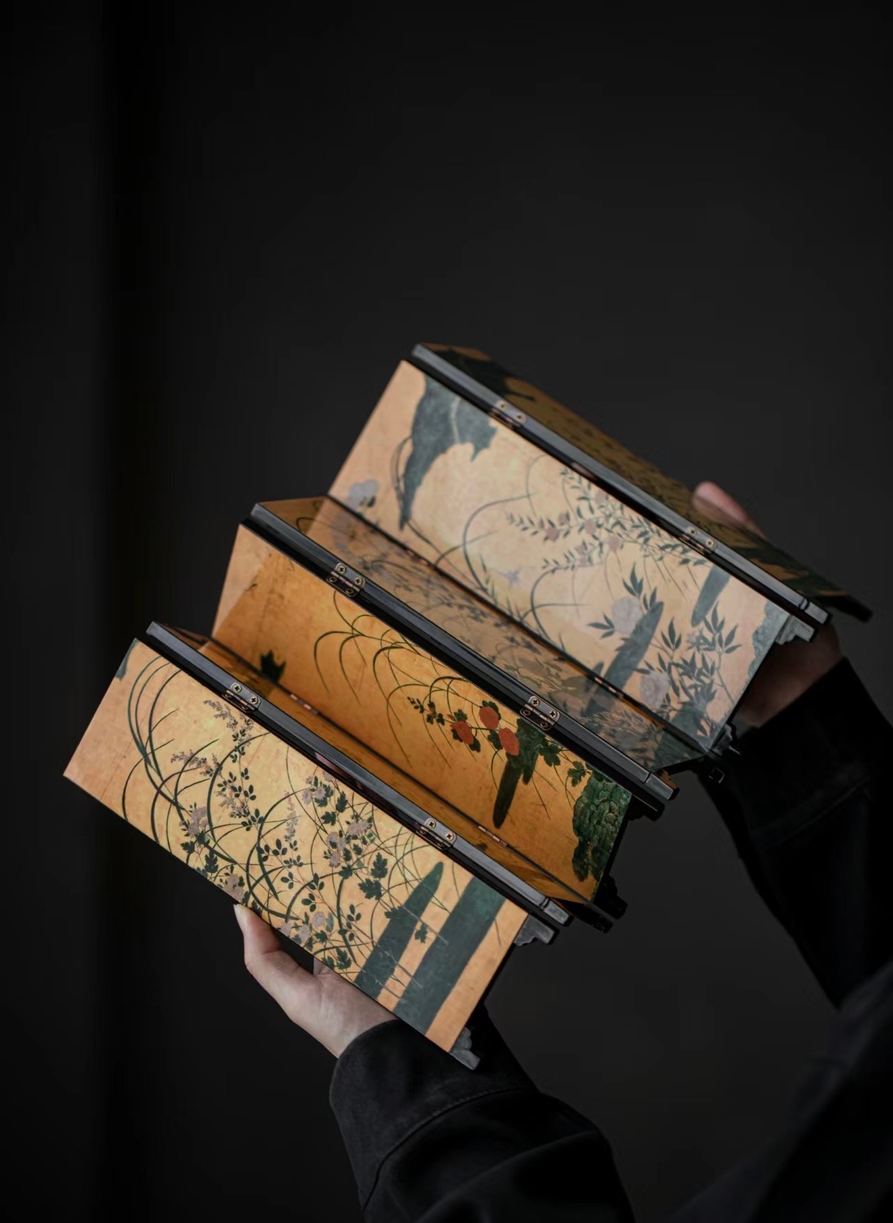 中式素雅古典桌面茶道茶空间双面小屏风空间搭配摆件新中式书房