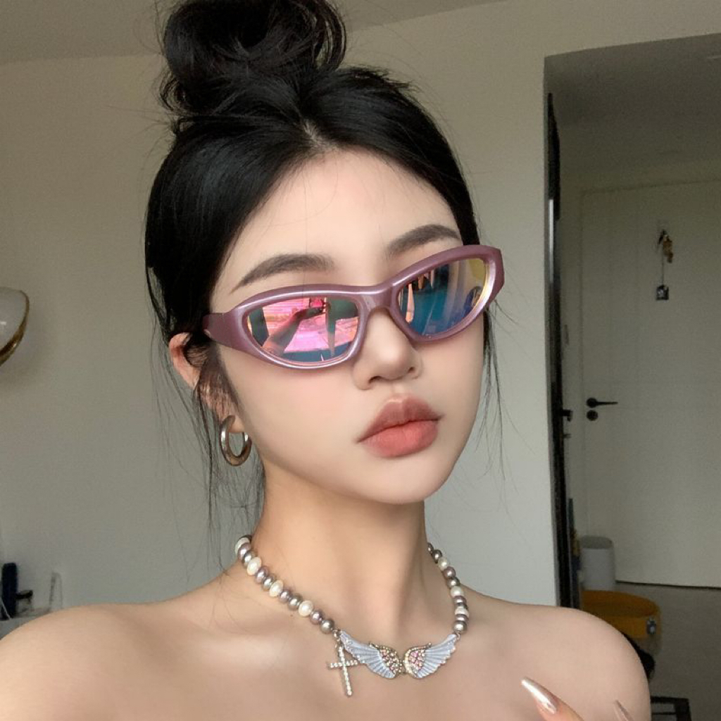 复古千禧辣妹y2k骑行gm墨镜紫粉色2023新款欧美网红辣妹太阳眼镜
