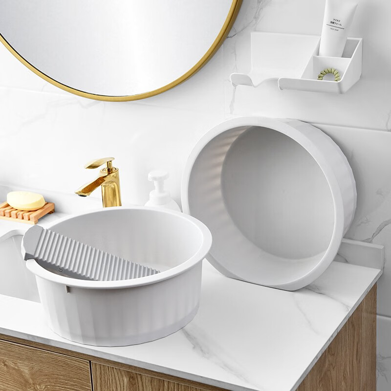 【Sungsa】洗脸盆带搓板一体学生宿舍用洗衣盆搓衣盆家用洗衣服