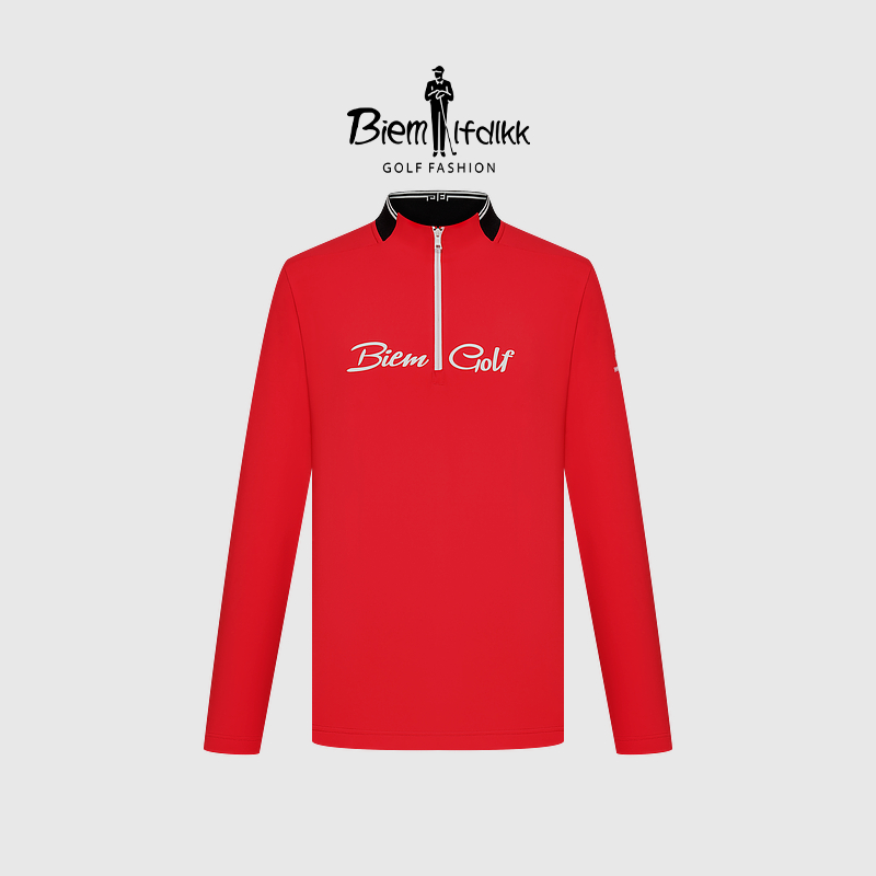 【弹力亲肤】比音勒芬高尔夫春秋新款字母印花休闲立领长袖T恤男士