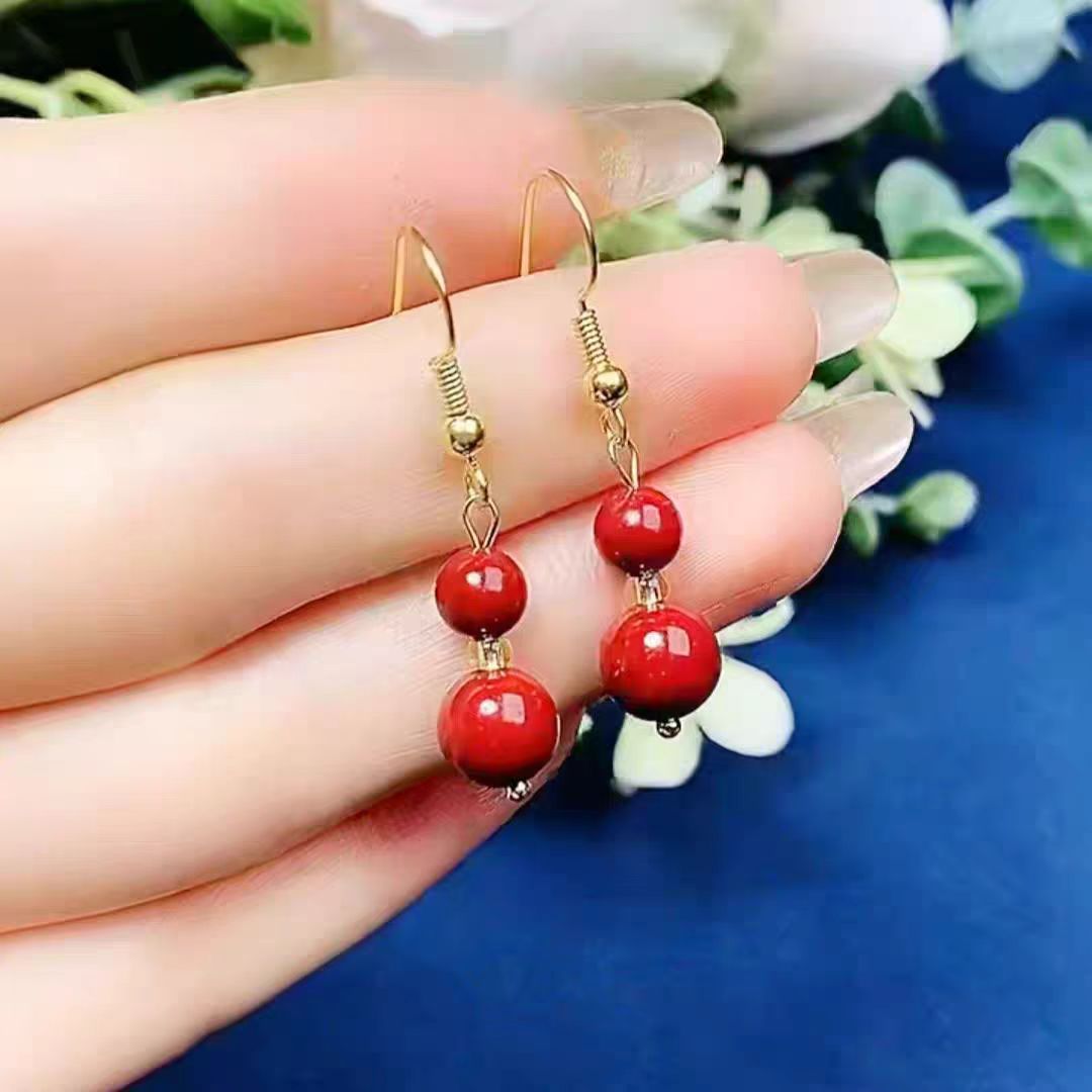 含辰砂工艺品【灿云珠宝】823   福禄转运珠耳坠