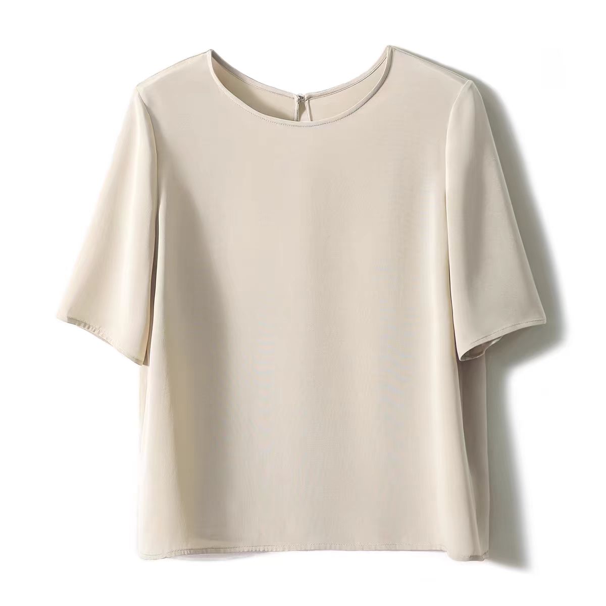 【401-410桑蚕丝蚕丝】宽松圆领女装短袖桑蚕丝时尚经典百搭桑蚕丝