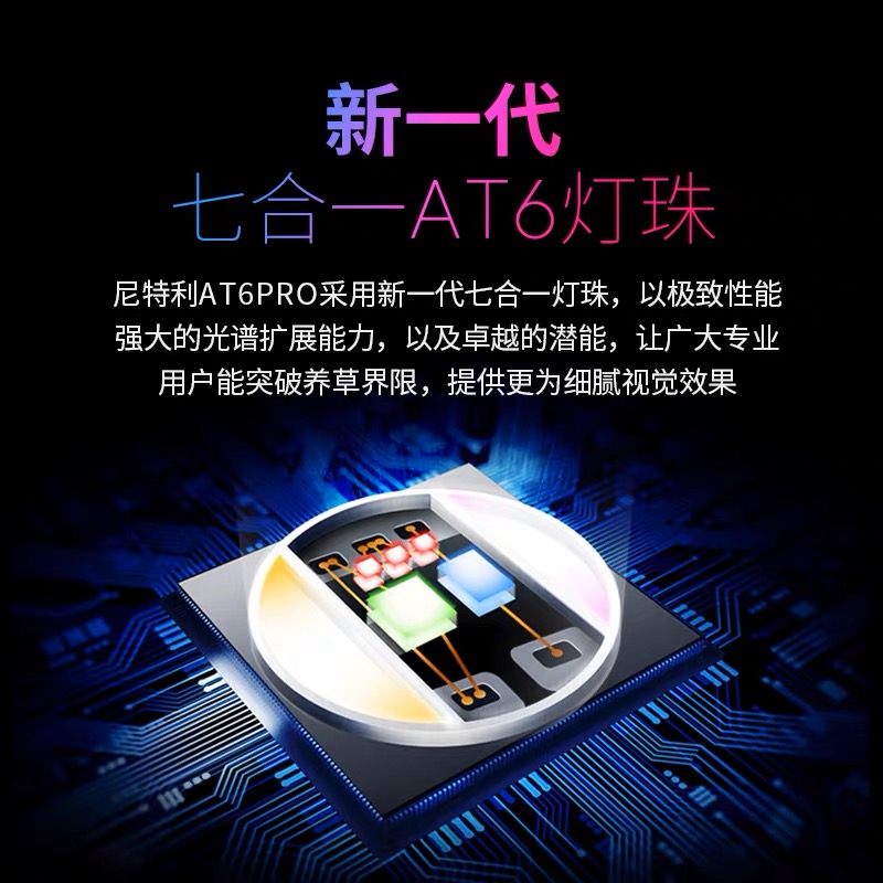 尼特利AT6PRO 7系大灯盘RGB全光谱LED水草鱼缸灯7合1灯珠水族神灯