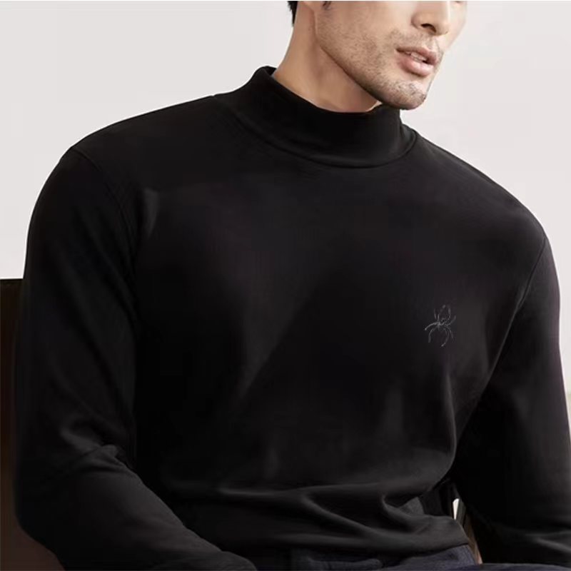 1德绒中高领男装长袖圆领半高领男款绒衣外贸出口秋冬保暖百搭