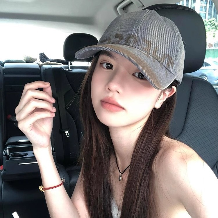 涂鸦字母棒球帽子女大头围软顶鸭舌帽显脸小宽檐遮阳帽女女款