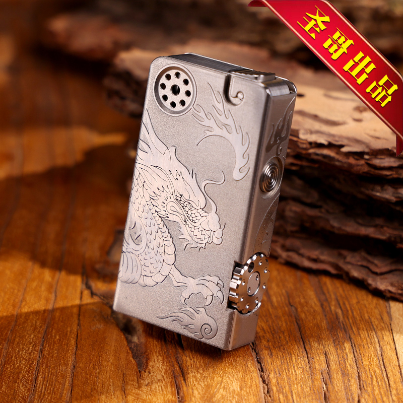 手工圣哥原创机械赤龙打火机钛合金煤油新款自动多功能艾斯庞巴