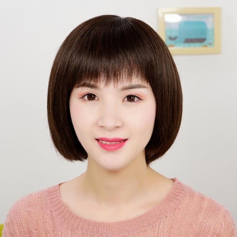 假发女短发妈妈高档全真人发丝假发头套真发光头全头套波波头