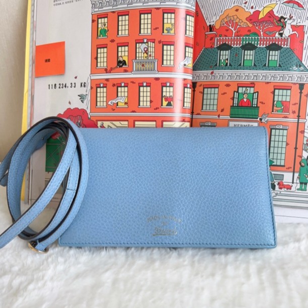 99新 GUCCI/古驰 Gucci蓝色全皮woc包女士单肩时尚经典