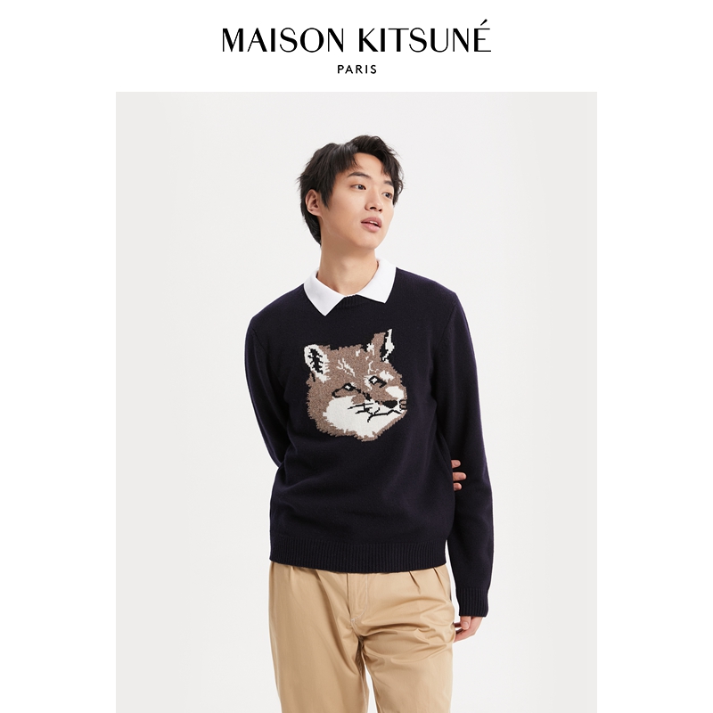 【折扣甄选】Maison Kitsune秋冬大狐狸头经典系列套头针织衫