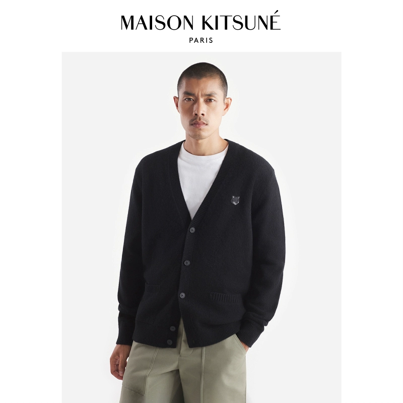 【经典系列】Maison Kitsune男女同款大胆玩色狐狸羊毛针织开衫