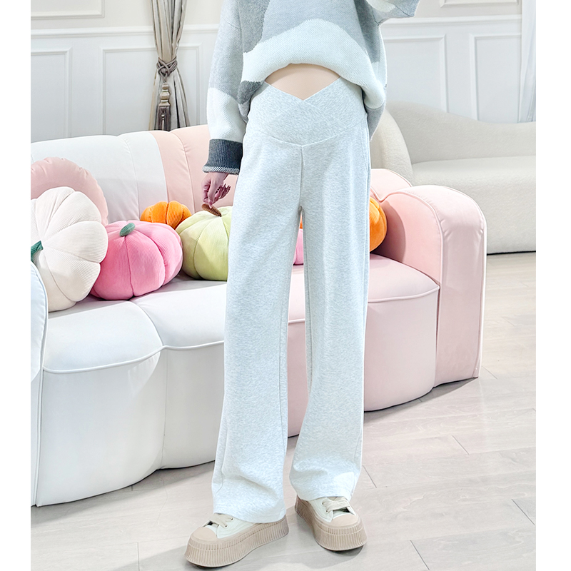 孕妇卫裤春秋款空气层棉阔腿裤2024秋季时尚外穿宽松显瘦托腹裤